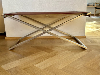 Tabouret  stool leather and steel